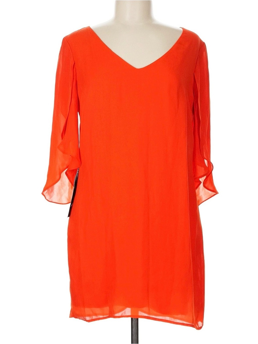 Bebe Neon Coral Chiffon Shift Dress | Size M | NWT Statement Piece